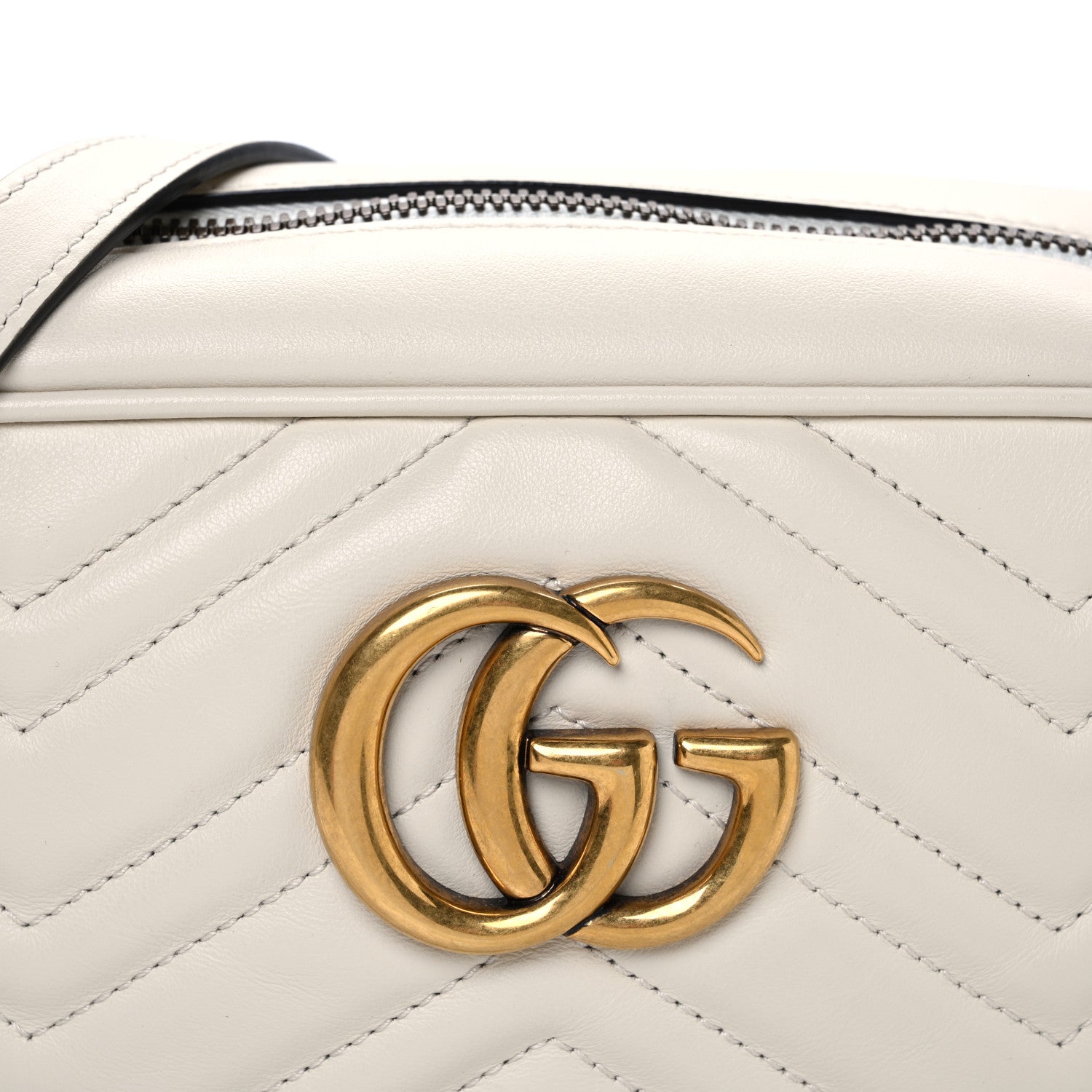 Gucci Calfskin Matelasse Small GG Marmont Chain Shoulder Bag White 8 of 10