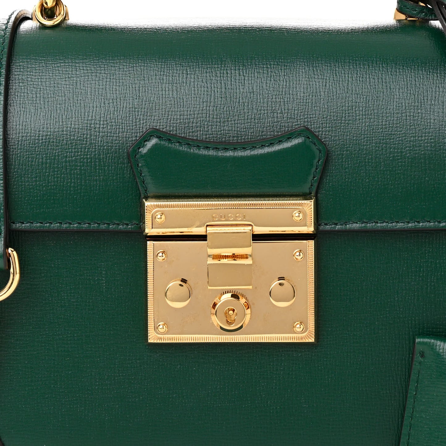 Azalea Calfskin Small Padlock Bamboo Shoulder Bag Vintage Green
