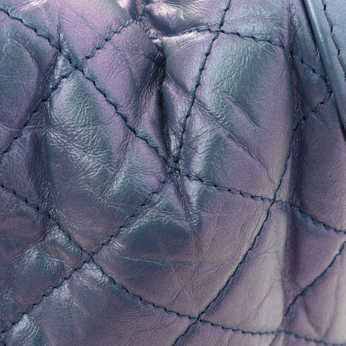 Iridescent Aged Calfskin Quilted Medium Gabrielle Hobo Blue