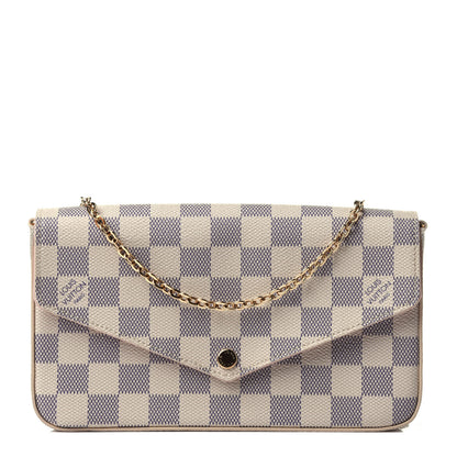 Louis Vuitton Damier Azur Pochette Felicie Chain Wallet Rose Ballerine 1 of 4