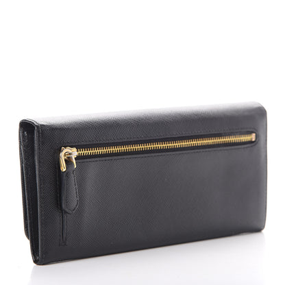 Prada Saffiano Metal Continental Flap Wallet Black 2 of 10