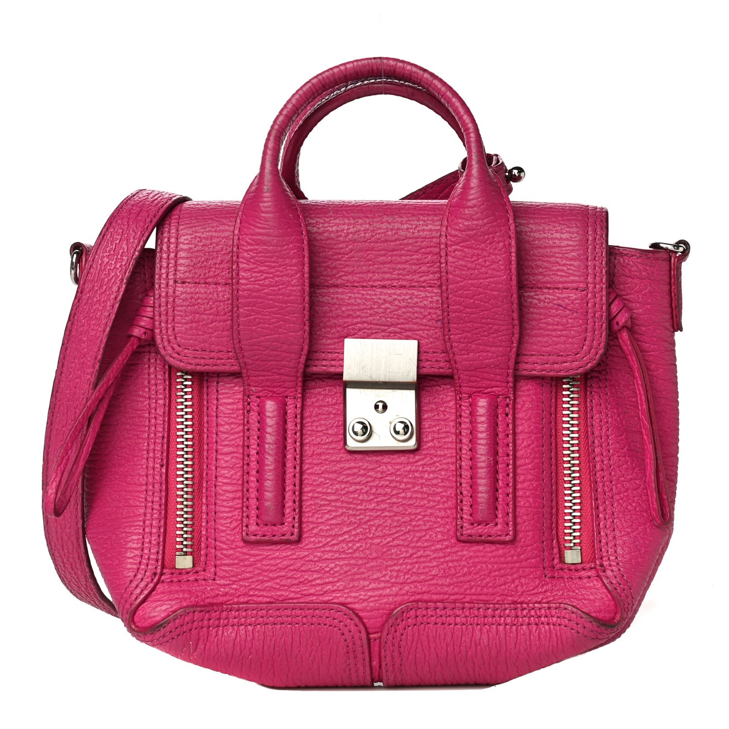 Textured Calfskin Mini Pashli Satchel Fuschia