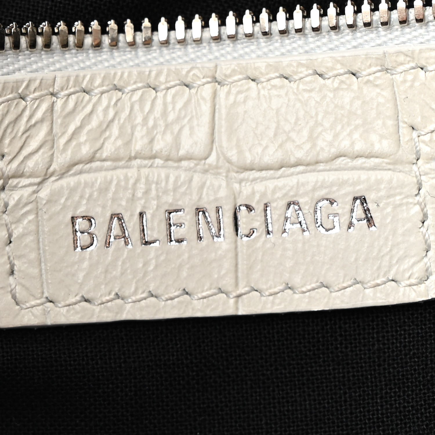 Balenciaga Extra Supple Calfskin Crocodile Embossed Small Le Cagole Shoulder Bag White 7 of 18