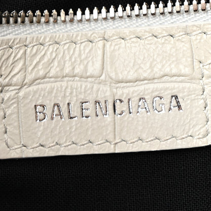 Balenciaga Extra Supple Calfskin Crocodile Embossed Small Le Cagole Shoulder Bag White 7 of 18