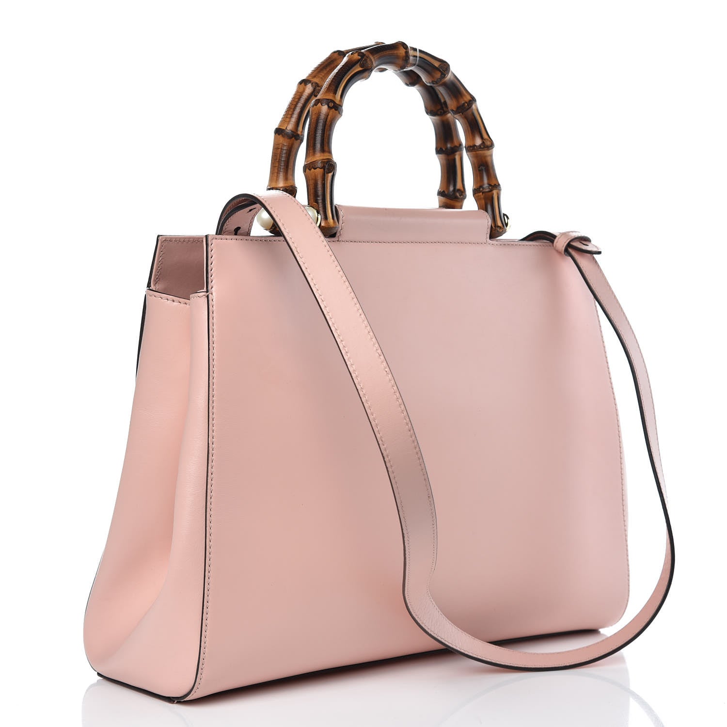 Gucci Nappa Bamboo Medium Nymphaea Top Handle Bag Perfect Pink 3 of 15