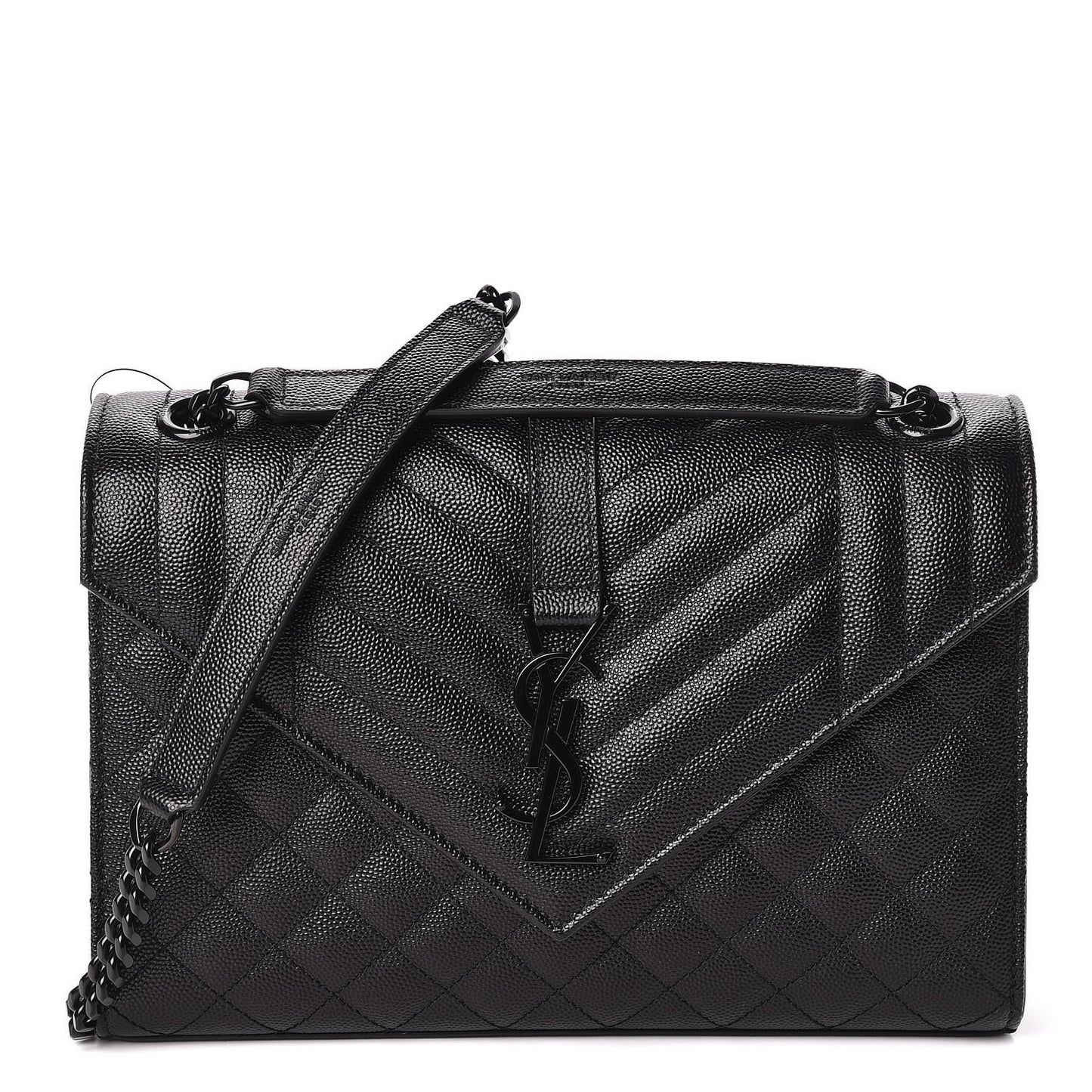 Grain De Poudre Textured Mixed Matelasse Triquilt Medium Monogram Satchel Black