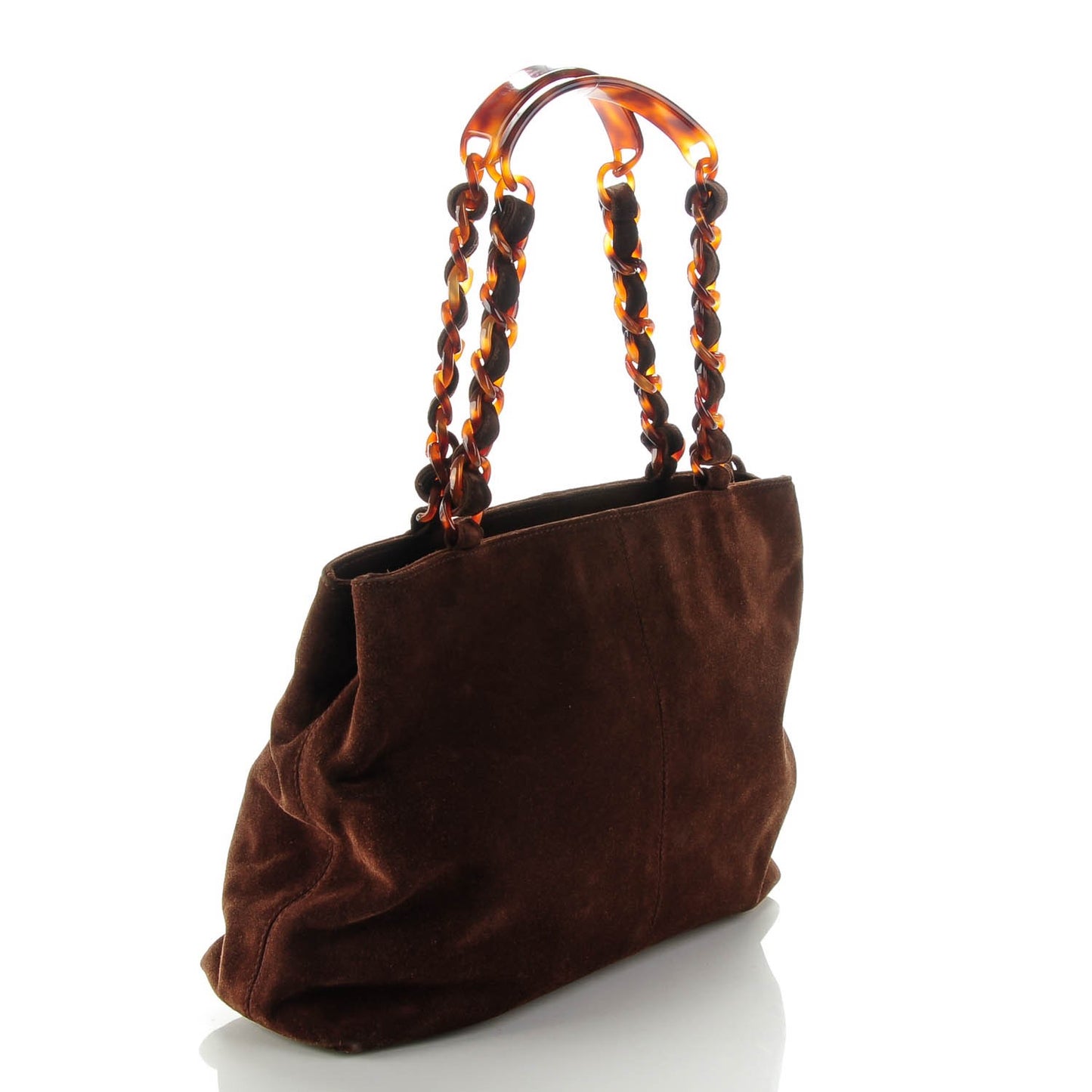 Suede Bekko Chain CC Shopping Tote Dark Brown