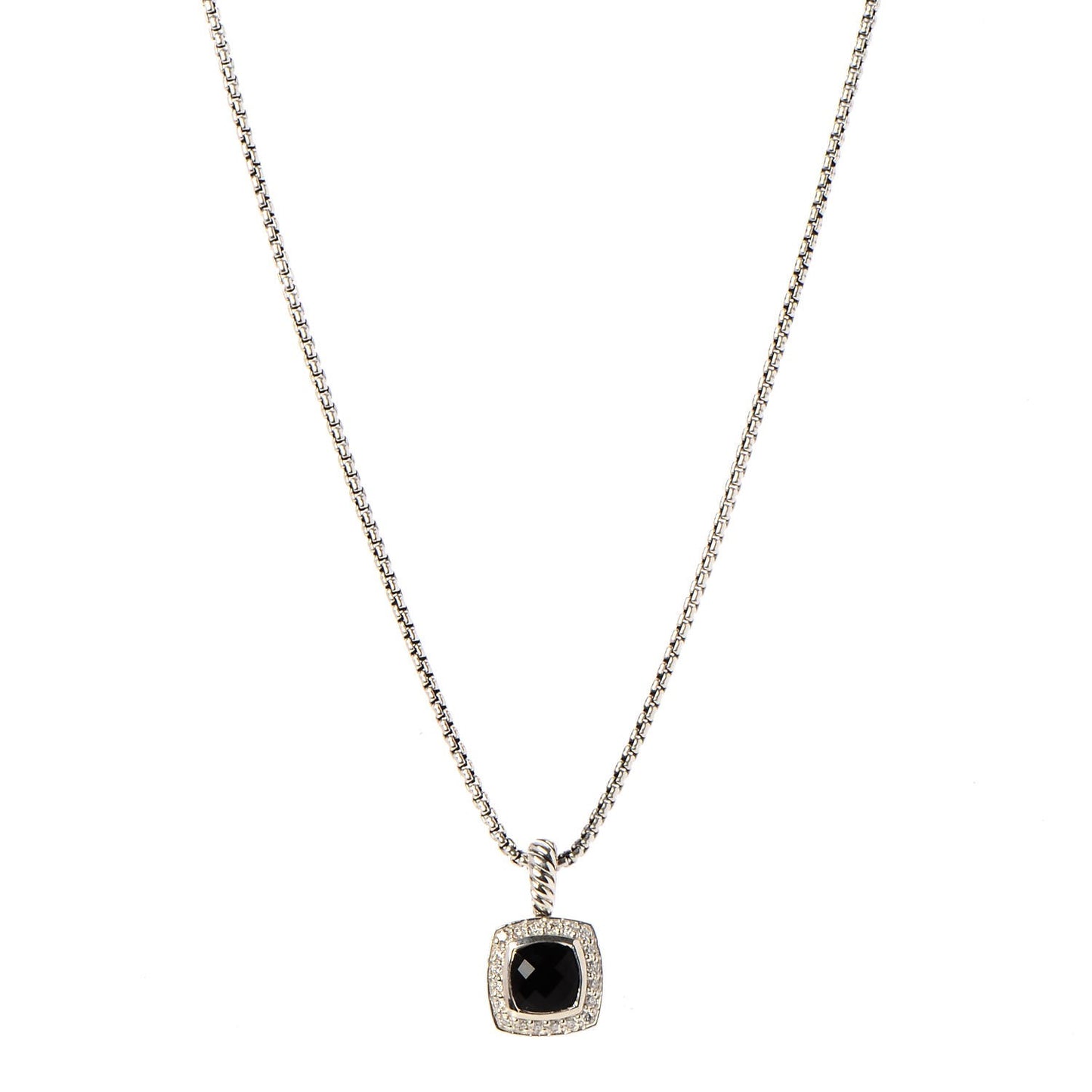 Sterling Silver Diamond Black Onyx 7mm Petite Albion Necklace