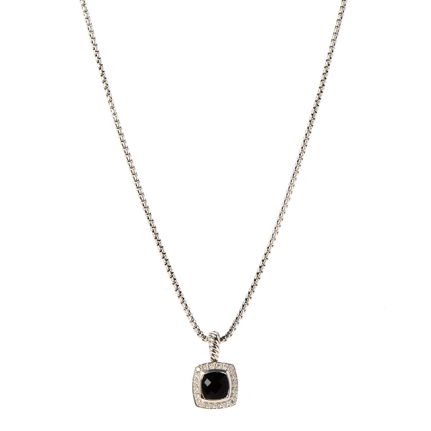 David Yurman Sterling Silver Diamond Black Onyx 7mm Petite Albion Necklace 1 of 5