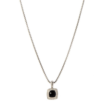 David Yurman Sterling Silver Diamond Black Onyx 7mm Petite Albion Necklace 1 of 5