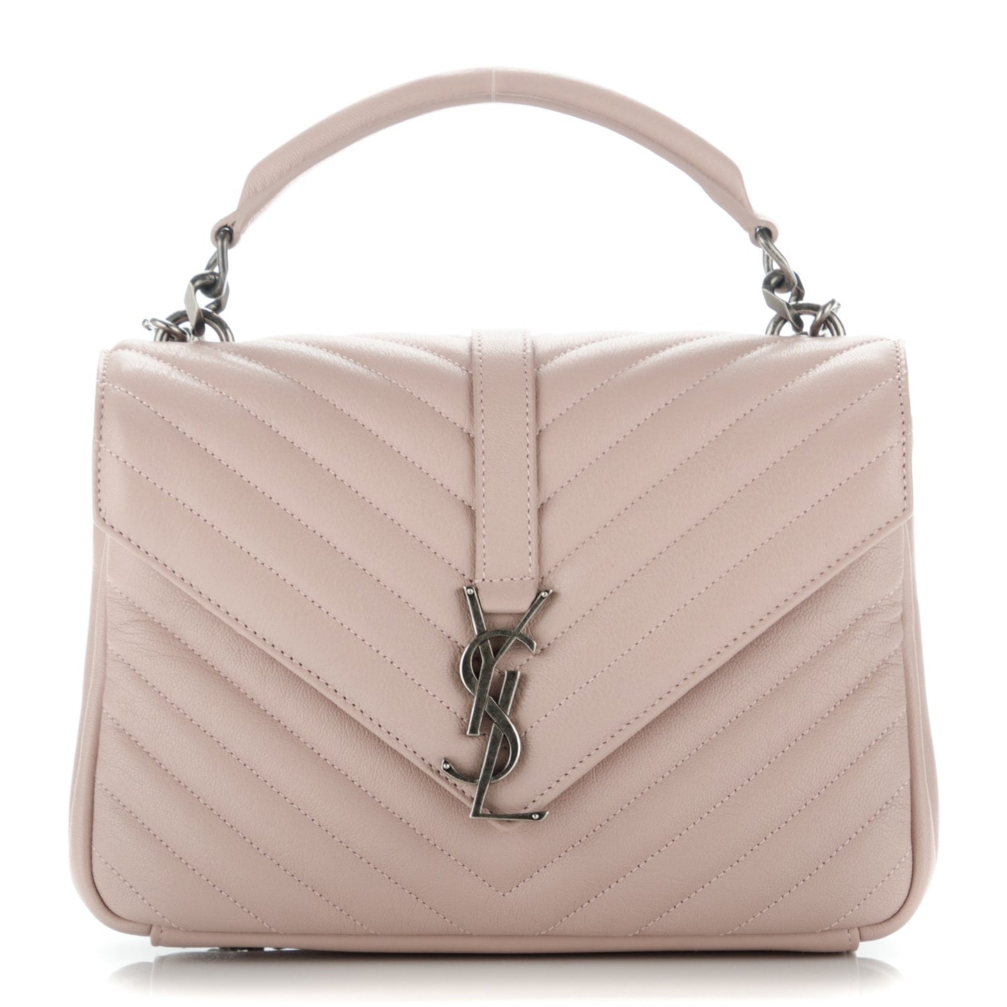 Sheepskin Matelasse Chevron Monogram Medium College Bag Rose Antic
