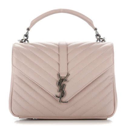 Saint Laurent Sheepskin Matelasse Chevron Monogram Medium College Bag Rose Antic 1 of 6