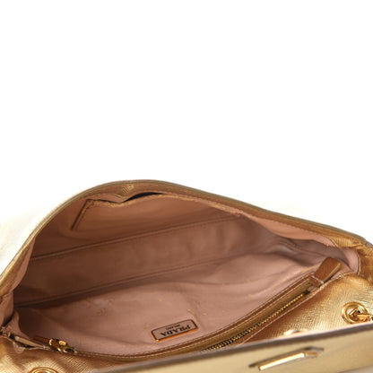 Prada Metallic Saffiano Chain Shoulder Bag Platino 5 of 13