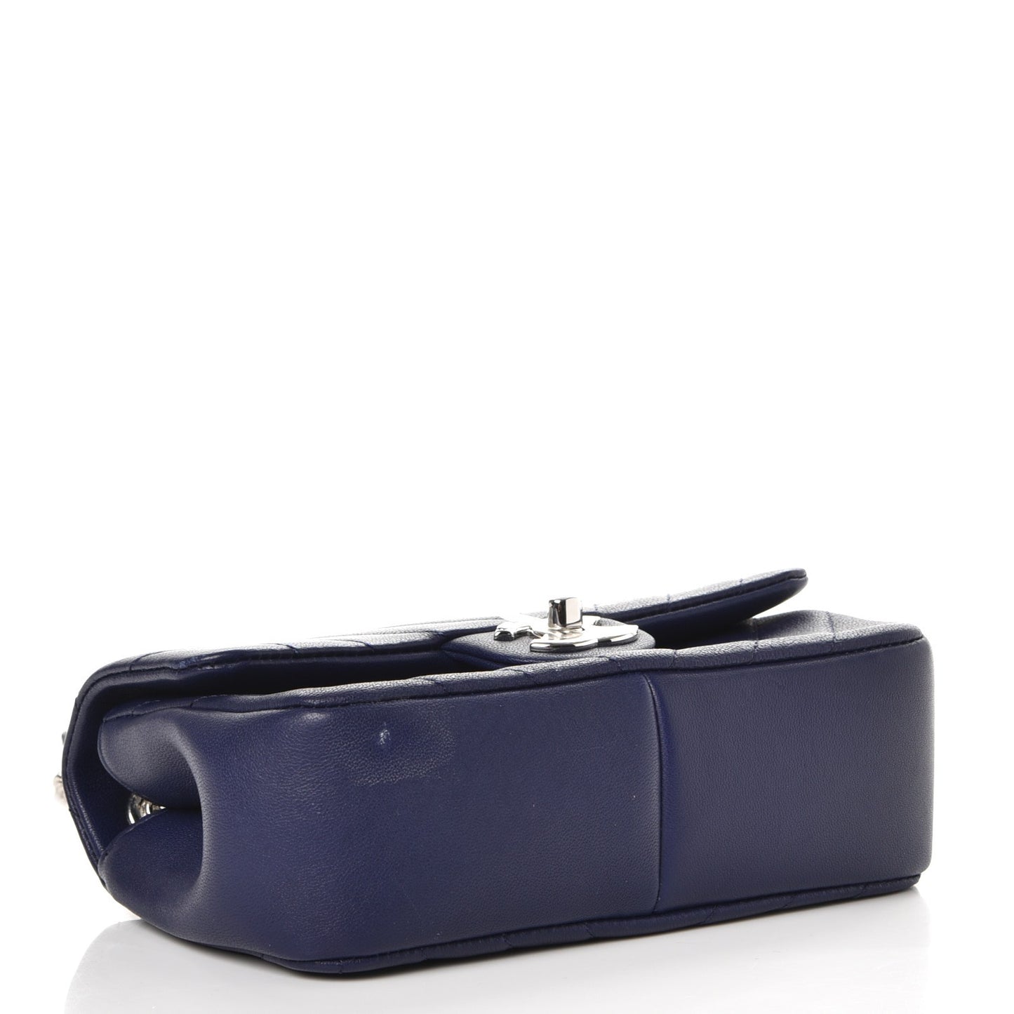 Calfskin Chevron Quilted Mini Rectangular Flap Navy