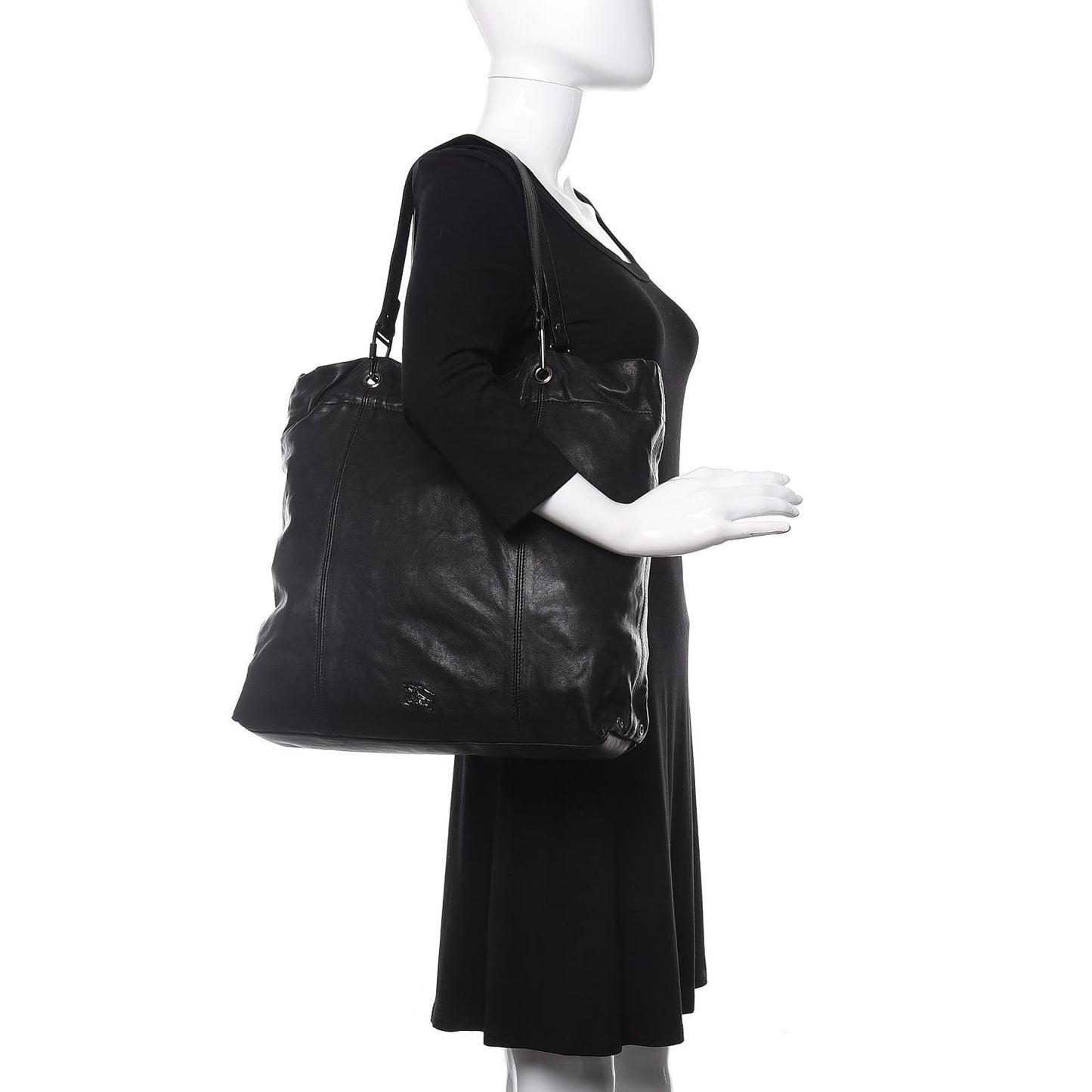 Calfskin Cinch Cord Shoulder Bag Black