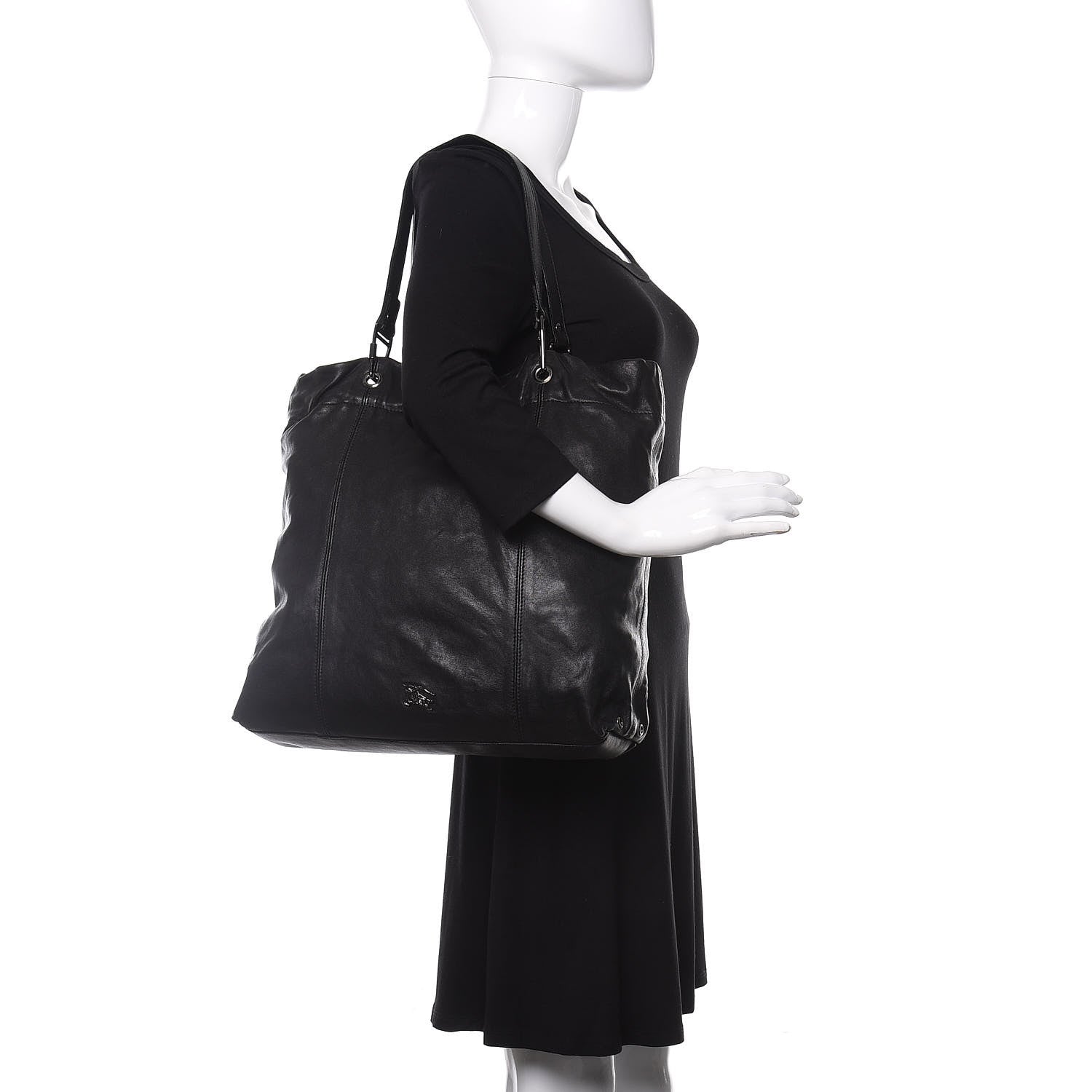 Burberry Calfskin Cinch Cord Shoulder Bag Black 2 of 8