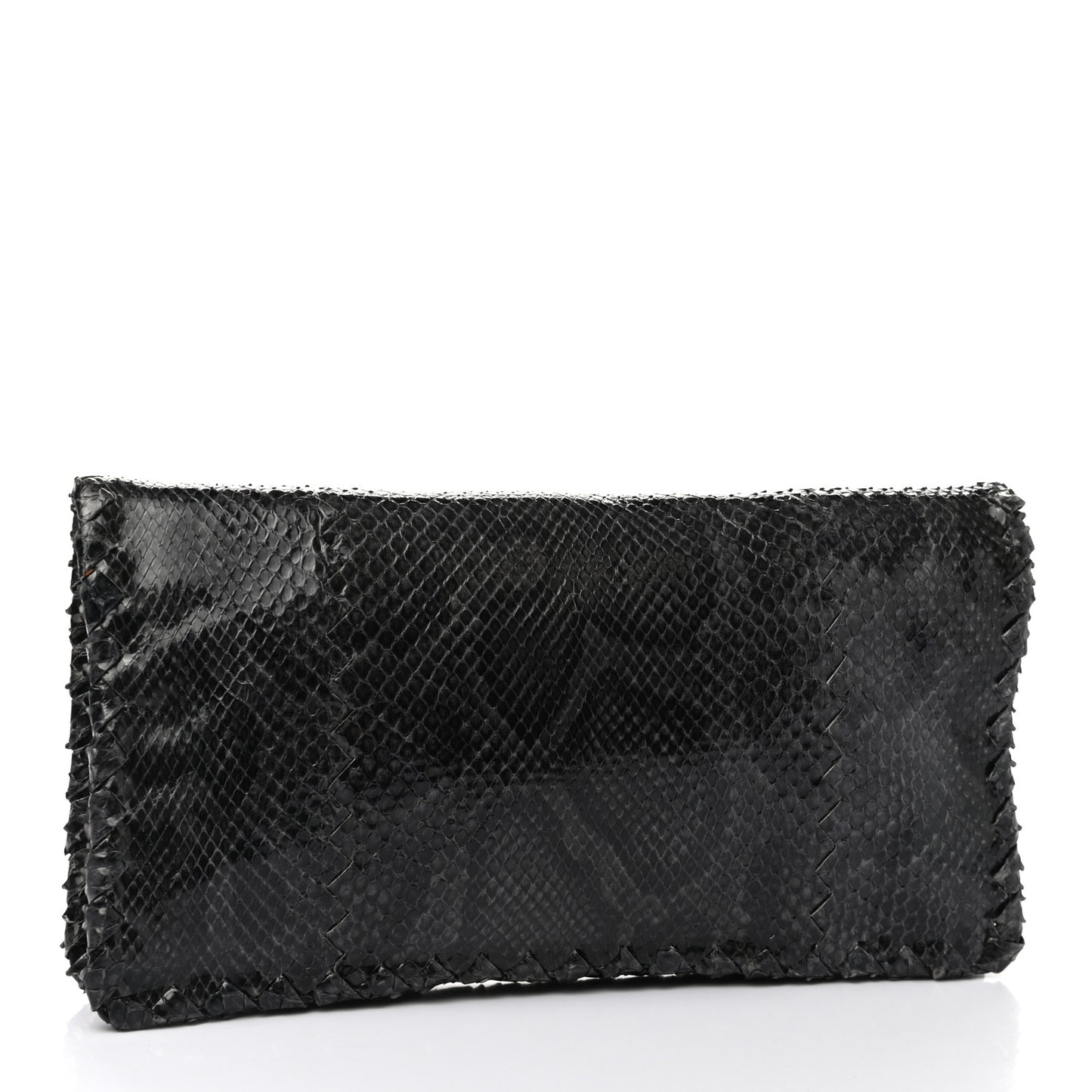 Snakeskin Turnlock Clutch Black