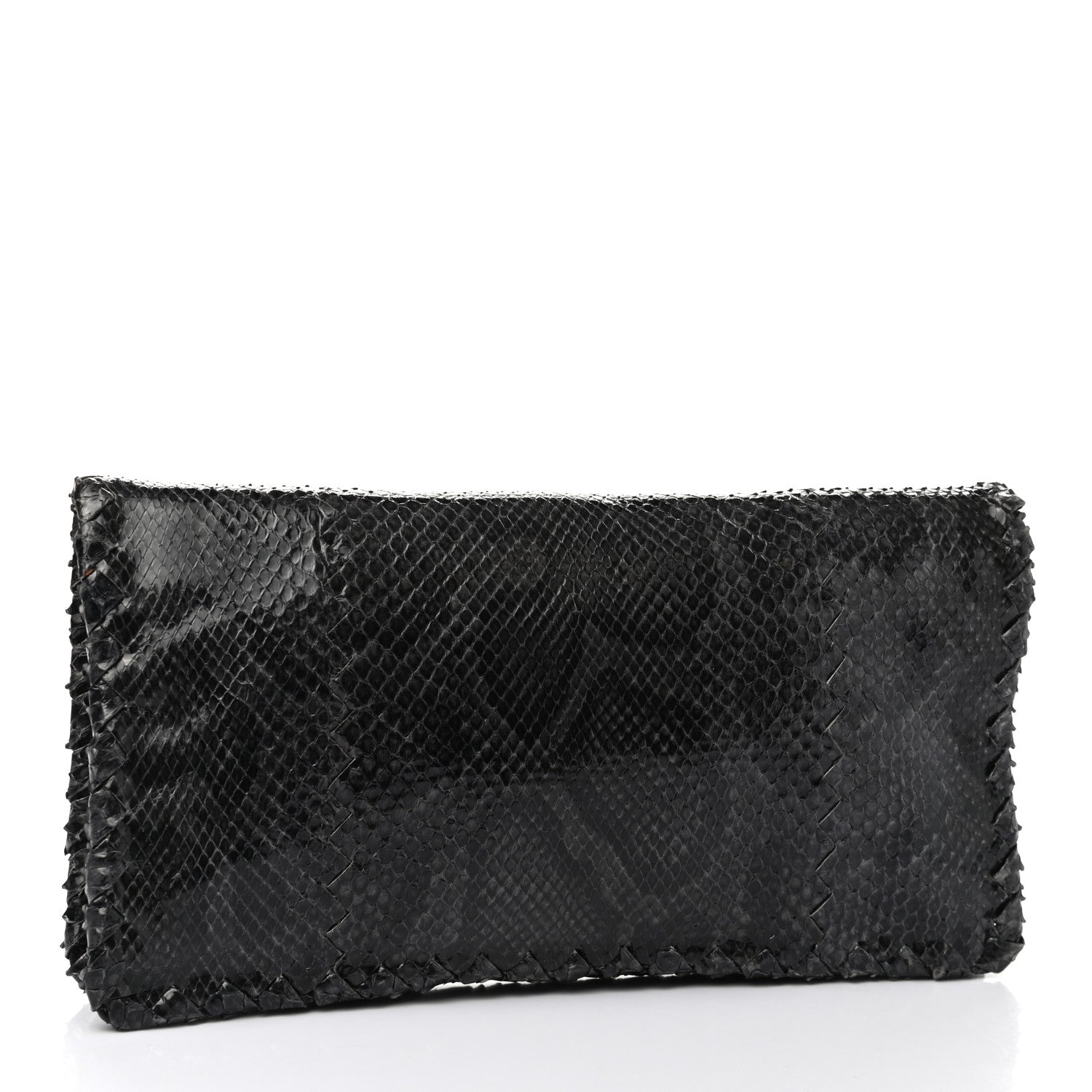 Bottega Veneta Snakeskin Turnlock Clutch Black 2 of 7