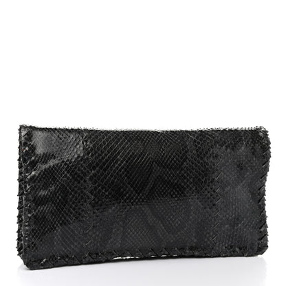 Bottega Veneta Snakeskin Turnlock Clutch Black 2 of 7