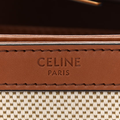 Celine Textile Natural Calfskin Large Triomphe Tan White 7 of 9