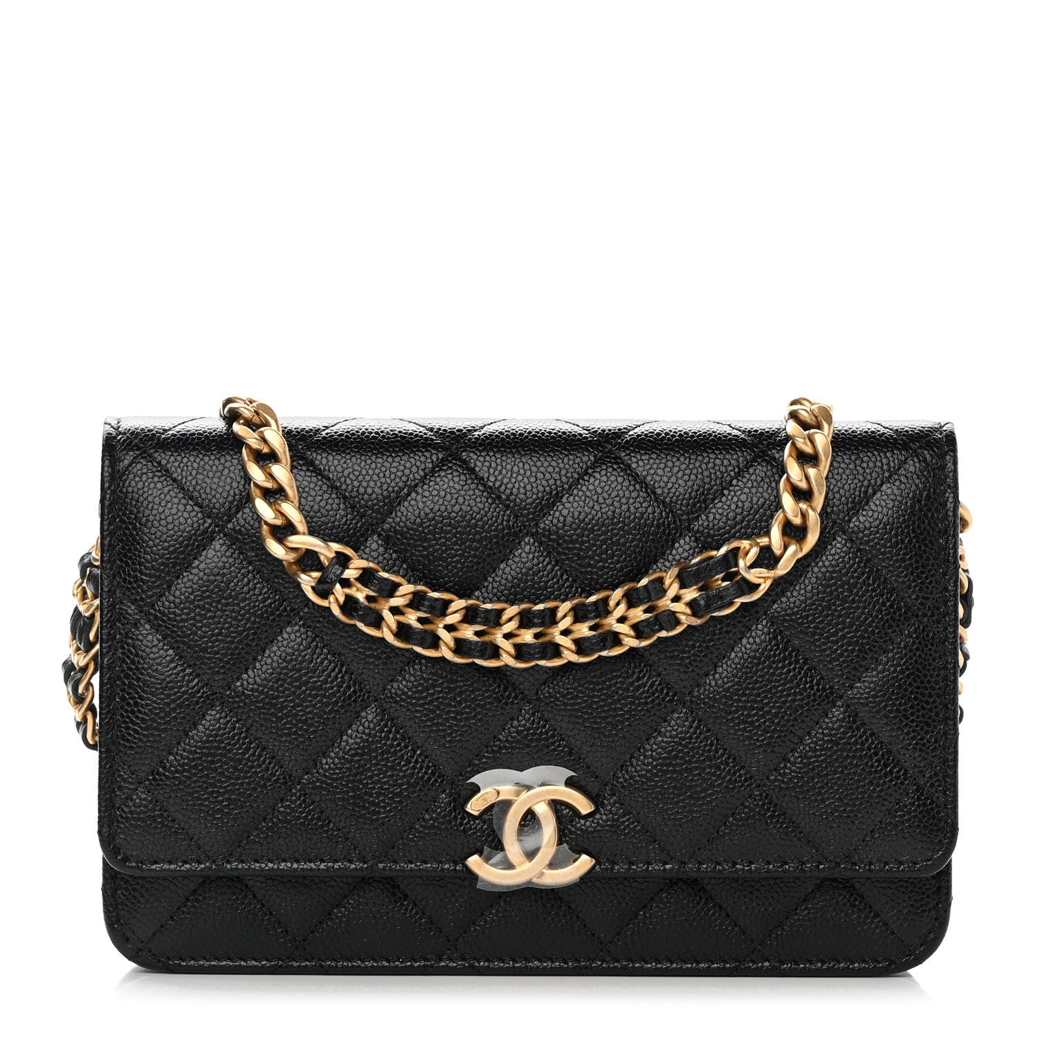 Chanel Shiny Caviar Quilted Chain Melody Wallet On Chain WOC Black 2 of 25