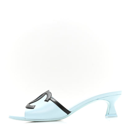 Chanel Lambskin CC Cutout Mules 38.5 Beige Black 1 of 9