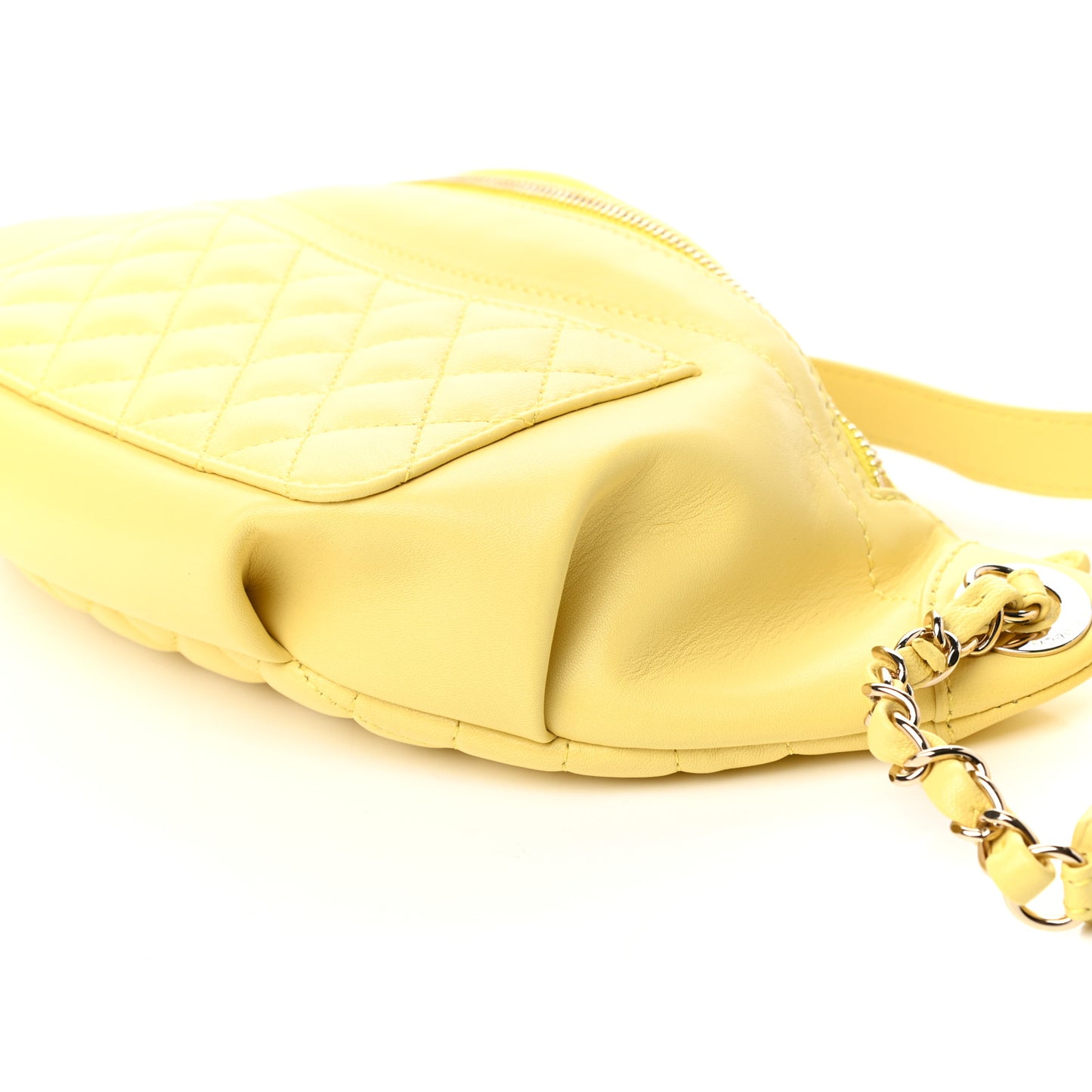 Lambskin Quilted Waist Belt Bag Yellow