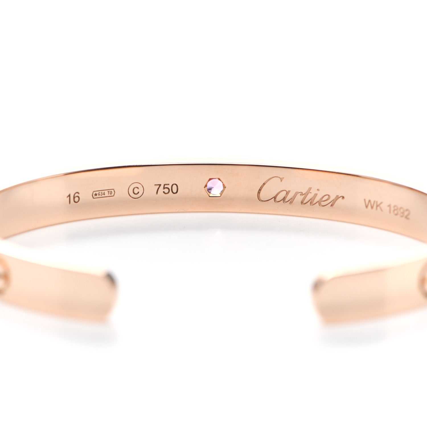 Cartier 18K Pink Gold Pink Sapphire LOVE Cuff Bracelet 16 3 of 3