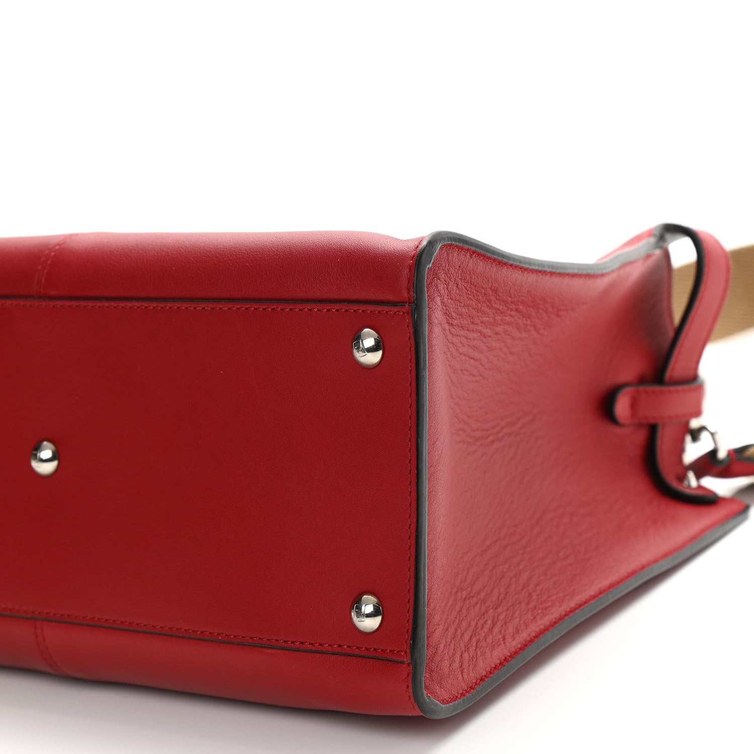 Fendi Vitello Seta Glazed Fabric FF 1974 Medium Peekaboo X-Lite Fragola Mogano Panna 11 of 11