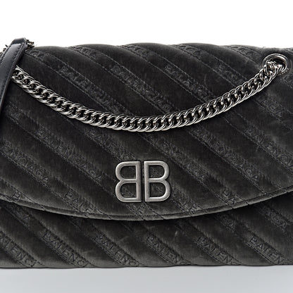 Balenciaga Velvet Logo Matelasse M BB Chain Shoulder Bag Gris 6 of 8