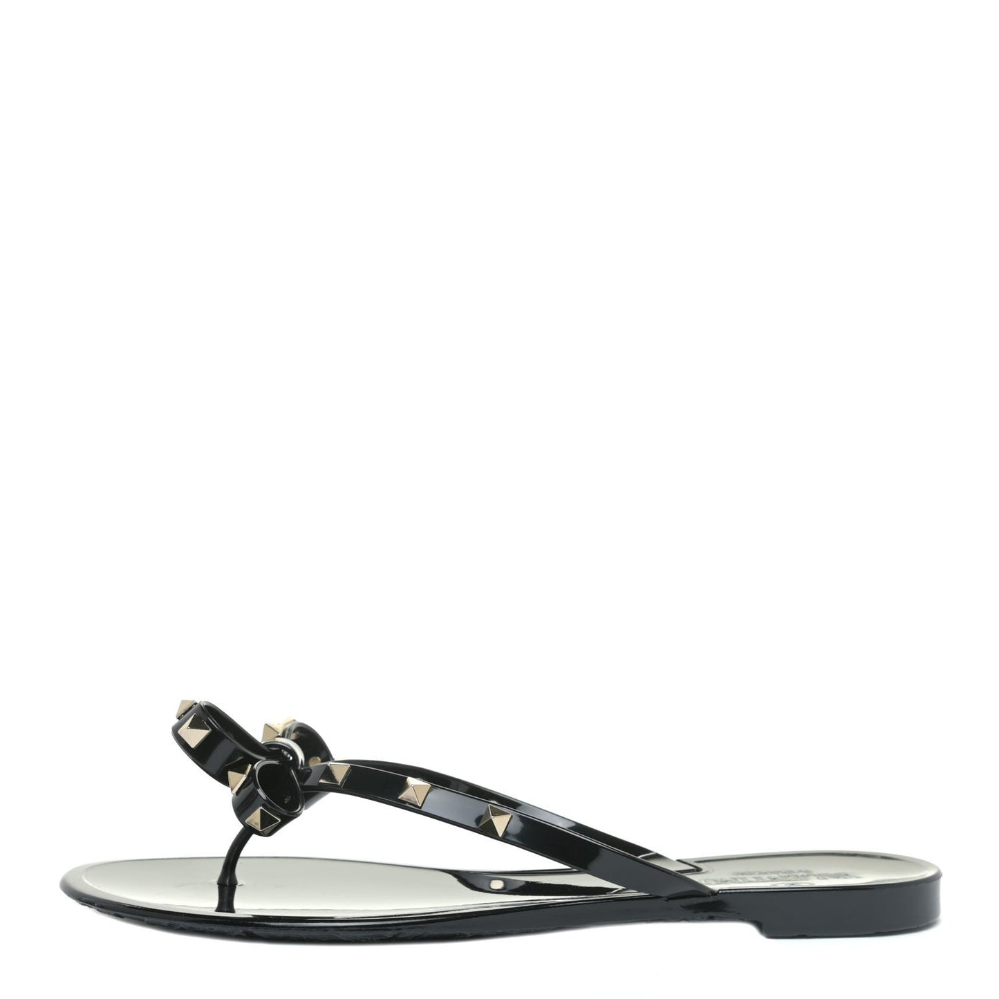 PVC Jelly Rockstud Bow Thong Sandals 41 Black