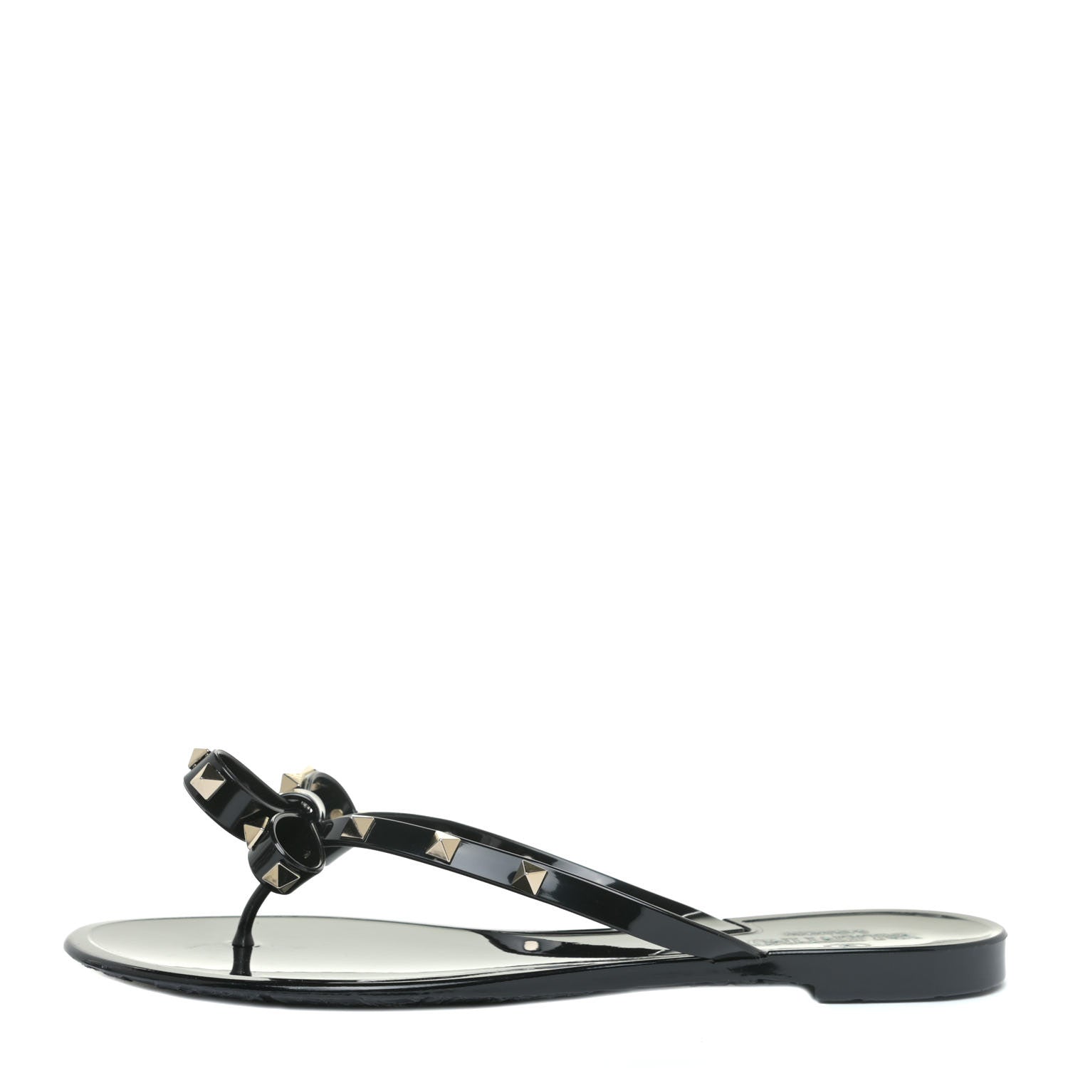 Valentino Garavani PVC Jelly Rockstud Bow Thong Sandals 41 Black 1 of 12