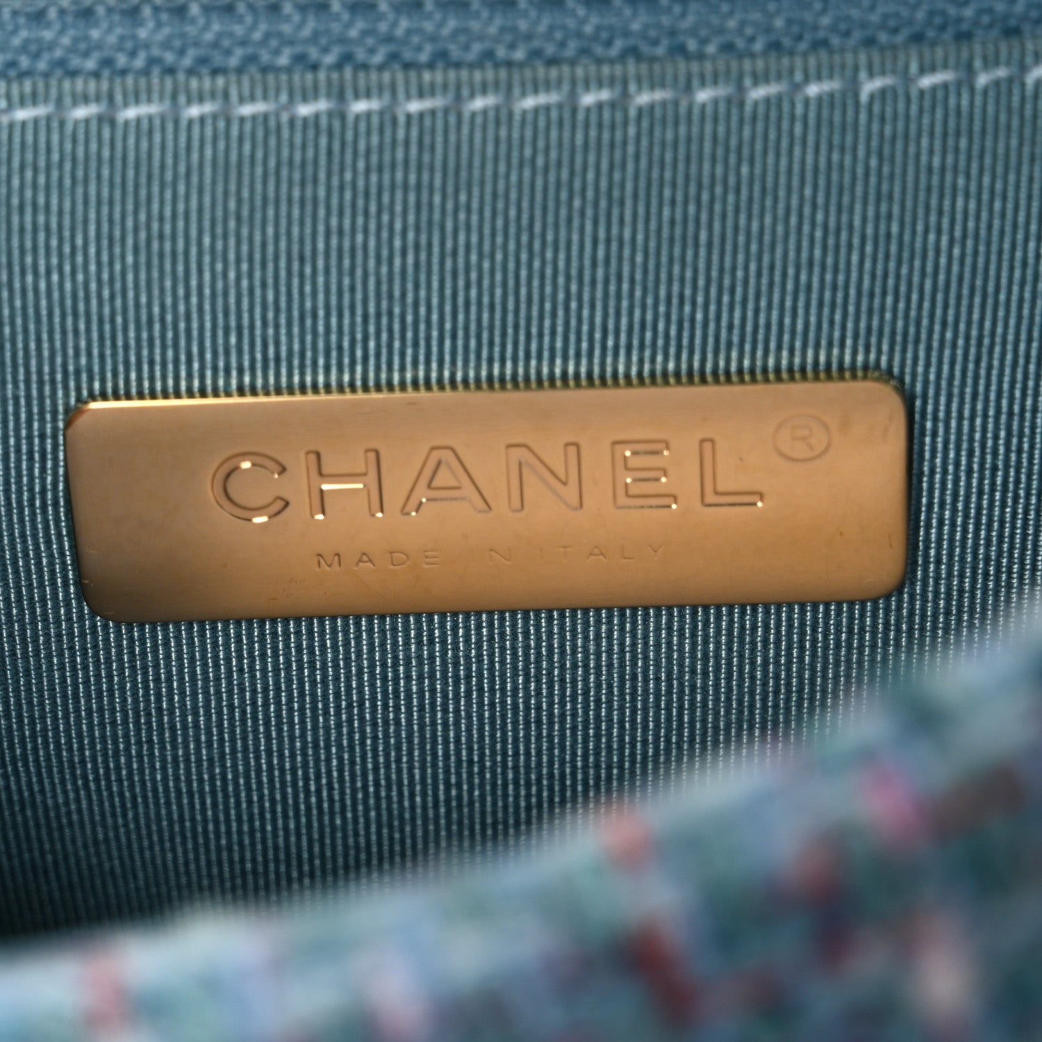 Chanel Tweed Quilted Large Chanel 19 Flap Blue Multicolor 5 of 9
