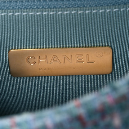 Chanel Tweed Quilted Large Chanel 19 Flap Blue Multicolor 5 of 9