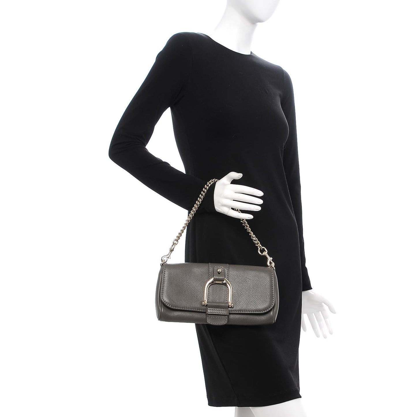 Calfskin Greenwich Chain Clutch Grey