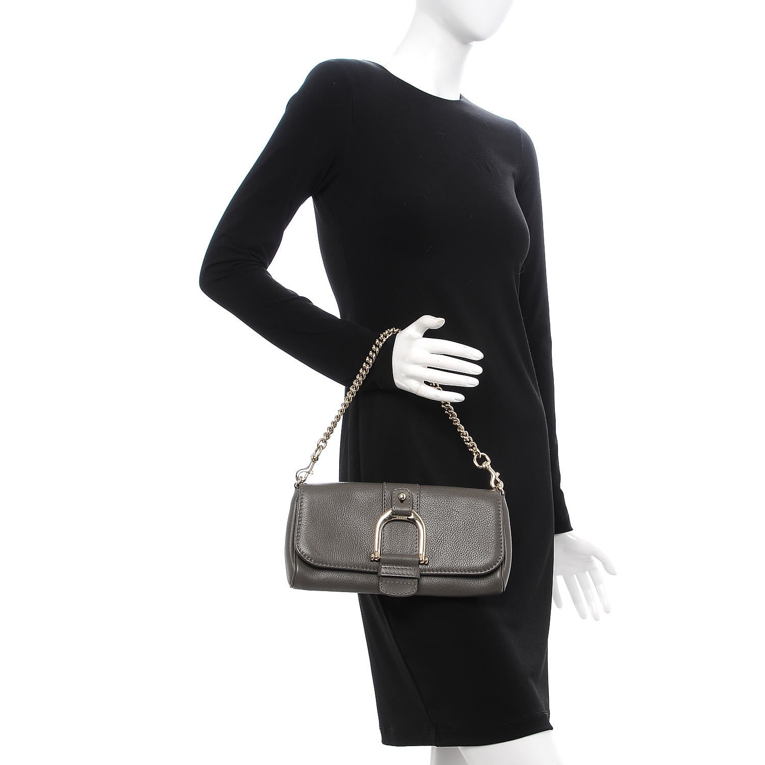 Gucci Calfskin Greenwich Chain Clutch Grey 2 of 7