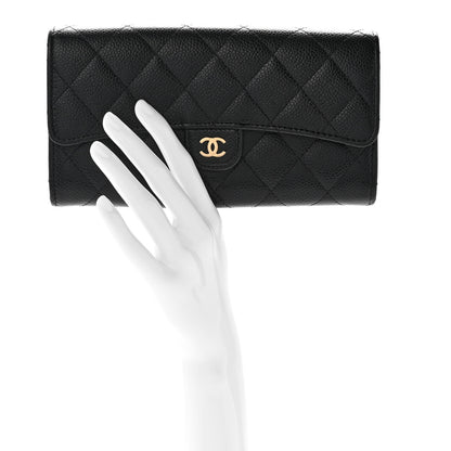 Chanel Caviar Quilted Large Gusset Flap Wallet Black 2 of 9