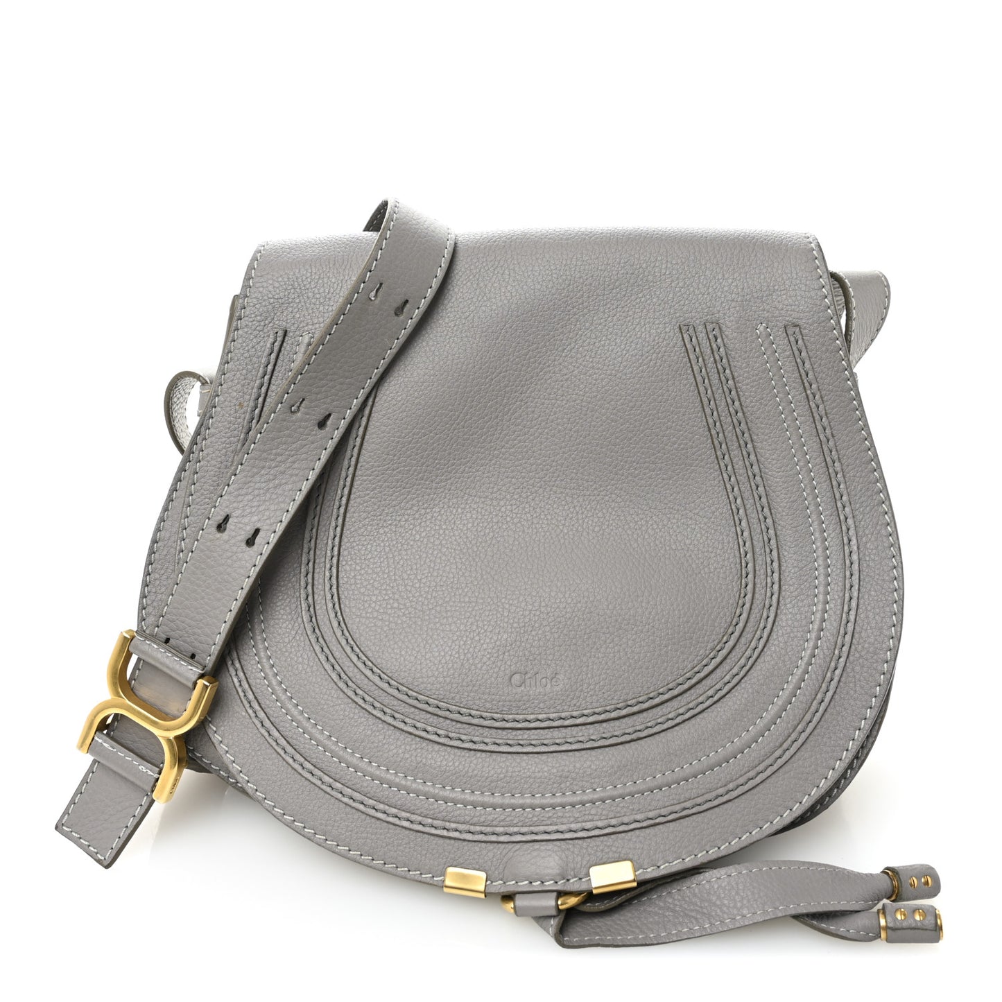Calfskin Medium Marcie Round Crossbody Bag Cashmere Grey