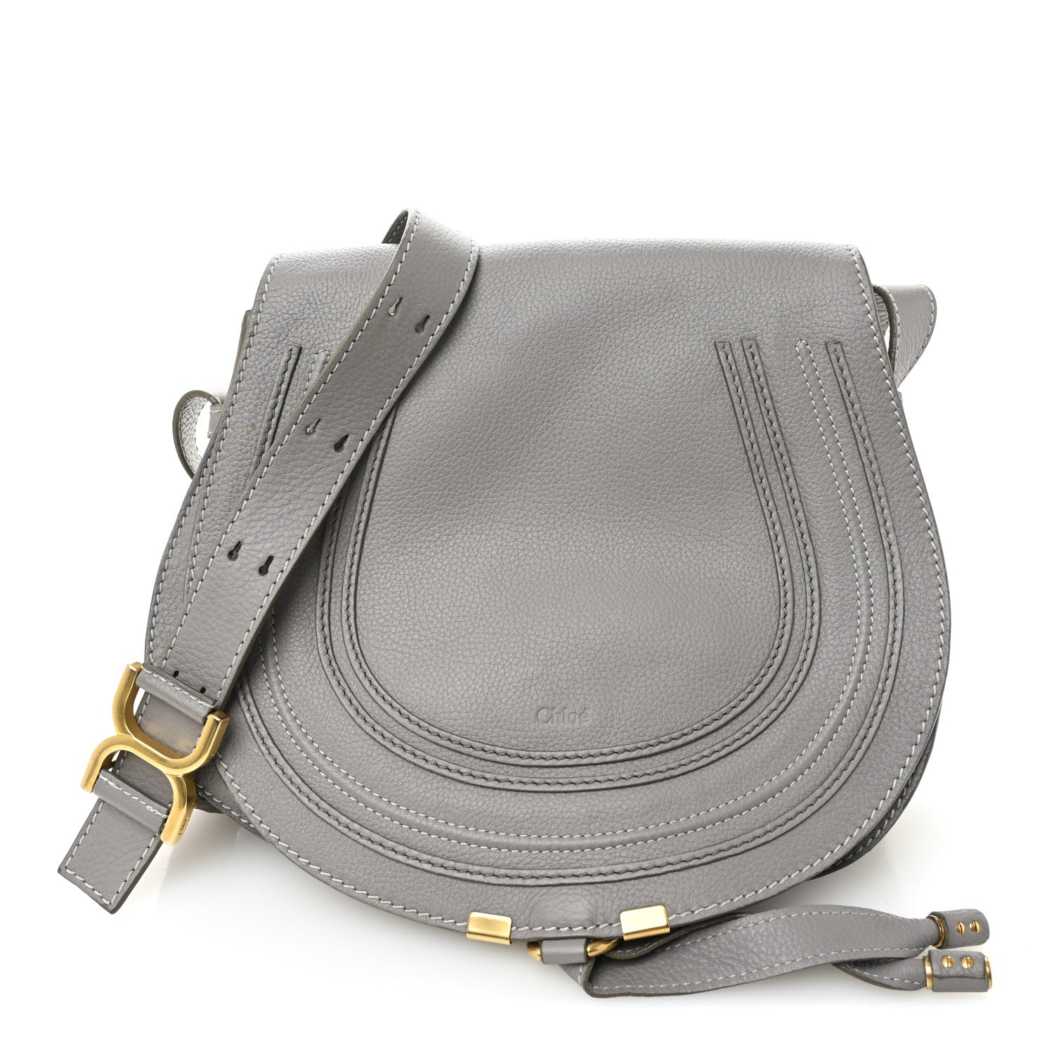 Chloe Calfskin Medium Marcie Round Crossbody Bag Cashmere Grey 1 of 15