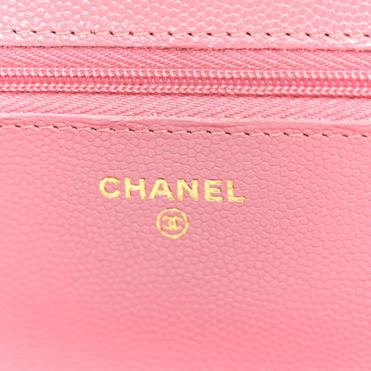 Chanel Shiny Caviar Quilted Wallet On Chain WOC Pink 6 of 11