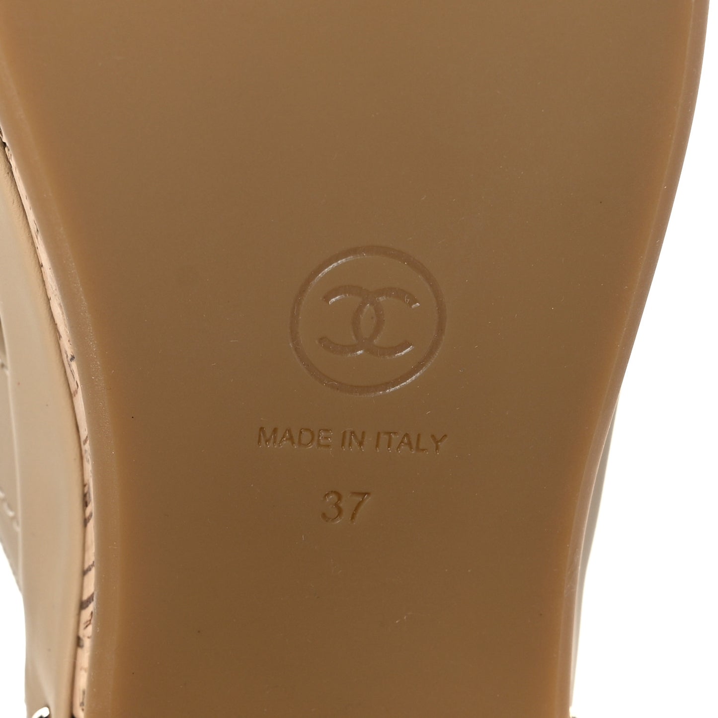 Calfskin CC Turn Lock Clogs 37 Beige