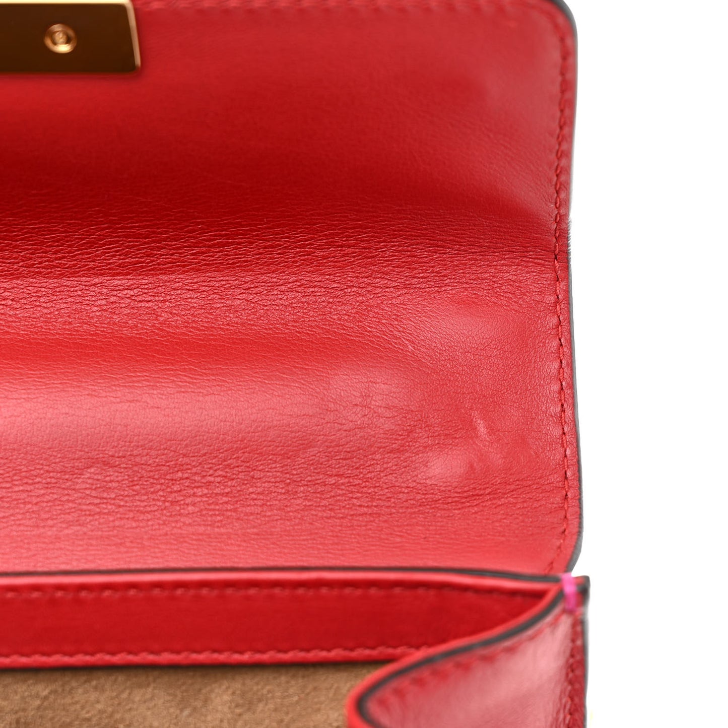 Calfskin Small Padlock Shoulder Bag New Rosette Hibiscus Red