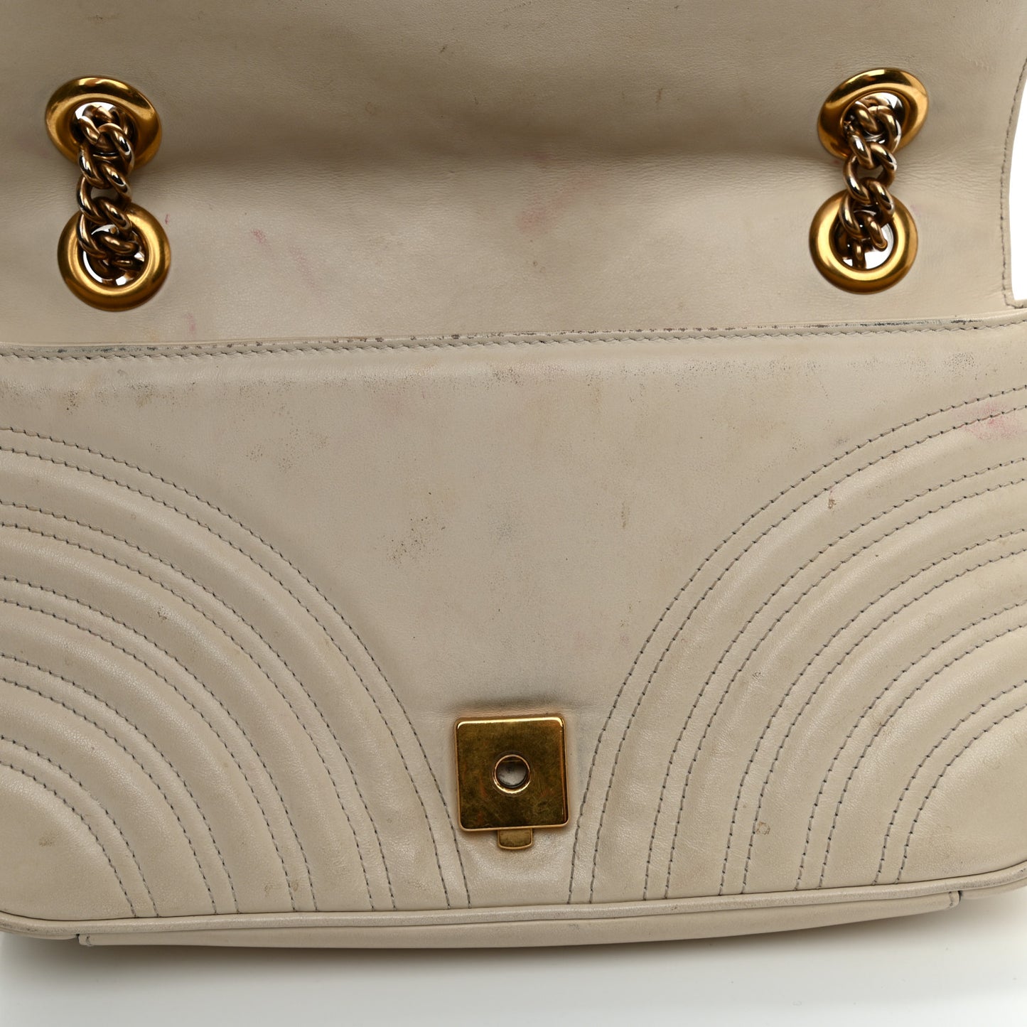 Calfskin Matelasse Small GG Marmont Shoulder Bag White