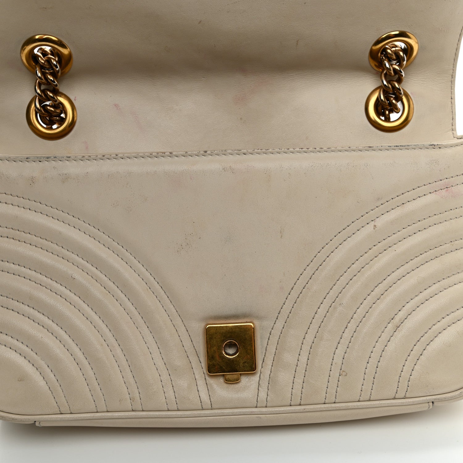 Gucci Calfskin Matelasse Small GG Marmont Shoulder Bag White 11 of 13