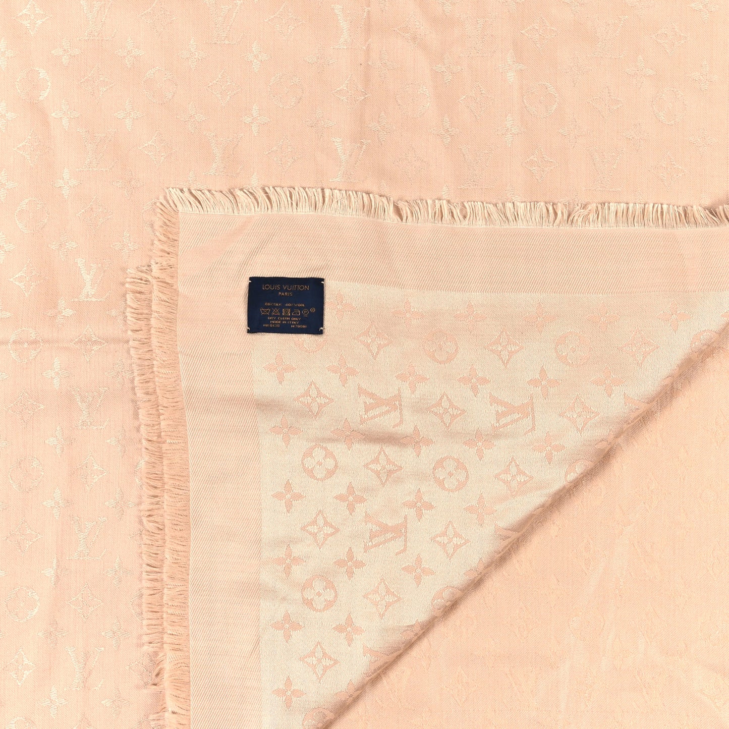 Silk Wool Monogram Shawl Beige