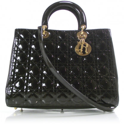 Christian Dior Patent Cannage Large Lady Dior Black 1 of 8