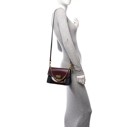 Givenchy Crinkled Patent Deerskin Suede Small GV3 Shoulder Bag Aubergine Graphite 2 of 9