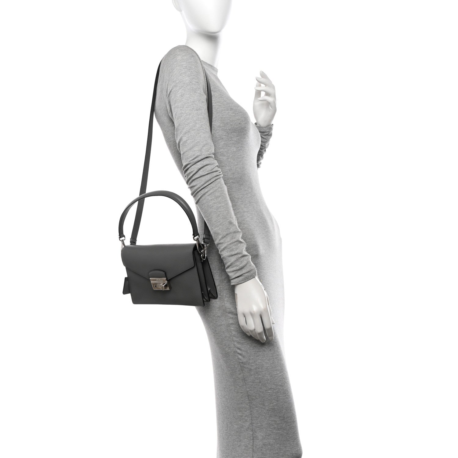 Prada Saffiano Sound Crossbody Bag Marmo 2 of 9