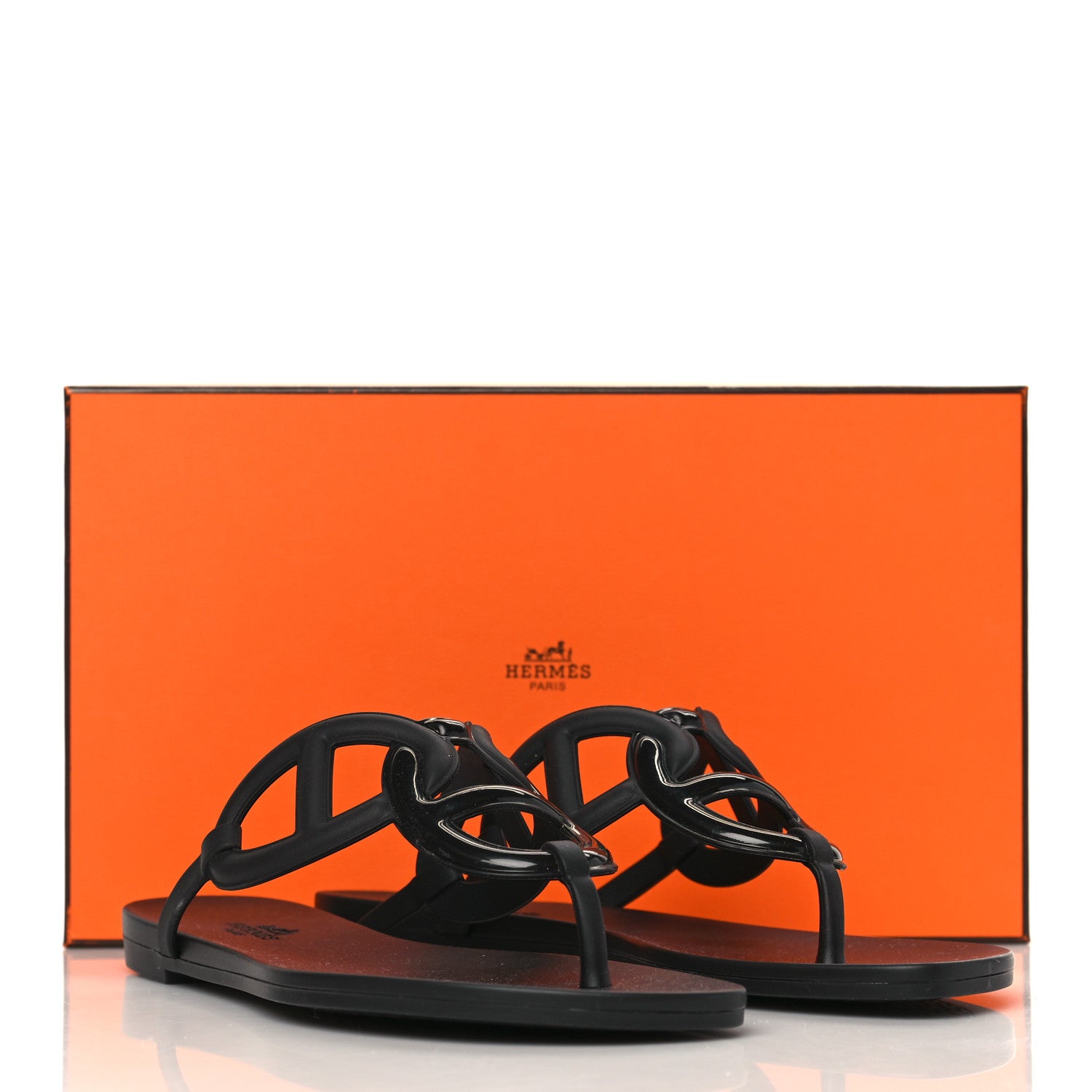 Hermes Rubber Womens Egerie Sandals 36 Black 9 of 9