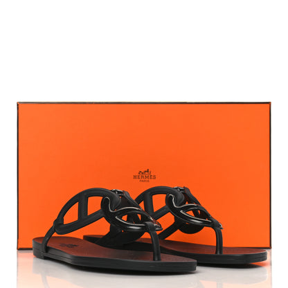 Hermes Rubber Womens Egerie Sandals 36 Black 9 of 9